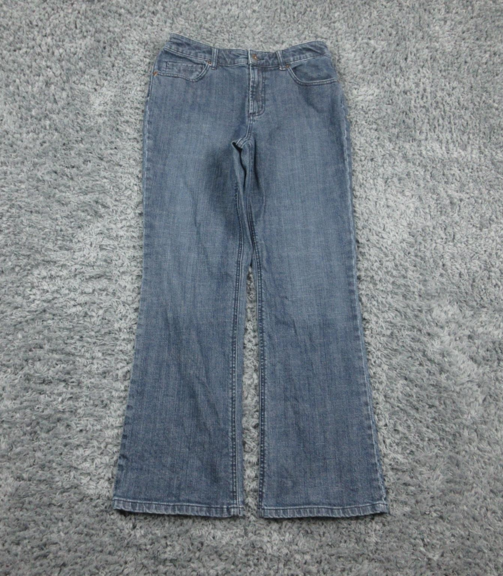 Chicos Platinum Jeans Womens 0.5 Short Blue Bootcut Embroidered Pockets 29x28*